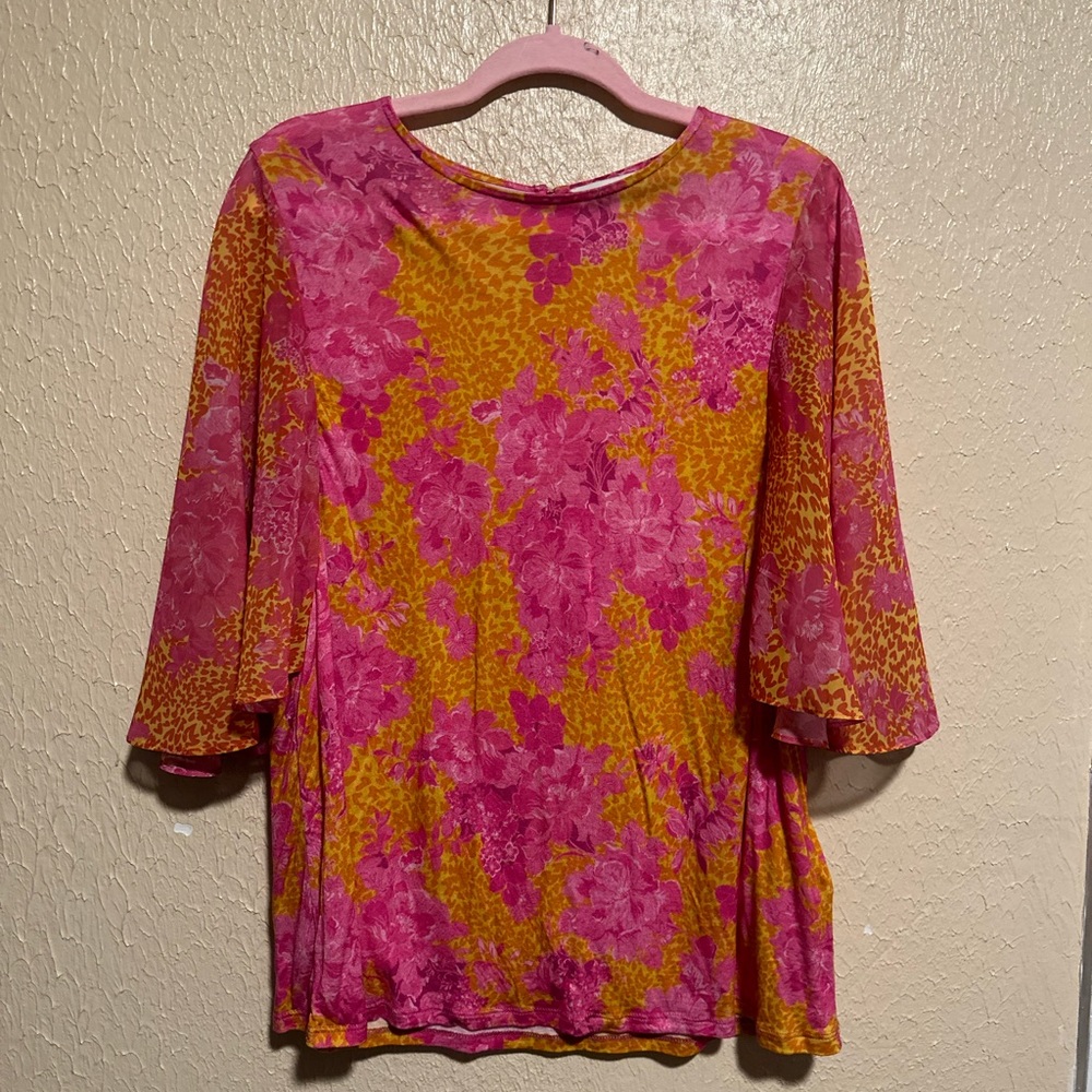 Ted Baker Lilanya Metropolis Printed Flutter Sleeve Blouse Size‎ 5 (xl)